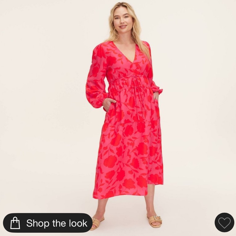Classic Rose Linen Long Sleeve Maxi Dress- kate spade new york x Target Pink/Red